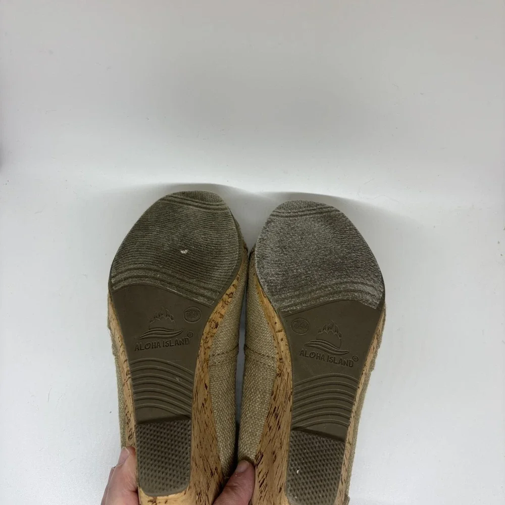 Aloha Island Wedges‎ Shoes Beige Women's Size 7 1/2 M